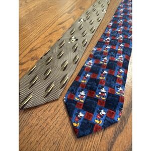 Set Of 2 100% Silk Vintage‎ 90s Disney Store Micky Mouse Neck Ties